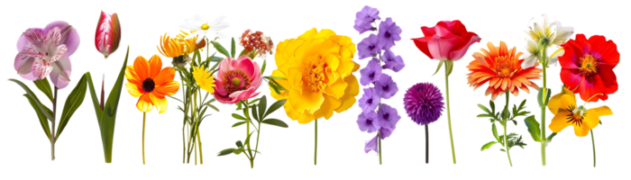 Blooming Flowers with a Transparent Background, a Vibrant Display of Nature's Beauty png