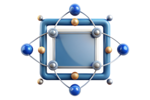 Isometric AI Driven Quantum Computing Frame concept as A minimalistic border frame with quantum elements and particle patterns on the left and right sides leaving the center as cop png