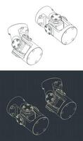 Cardan transmission blueprints vector