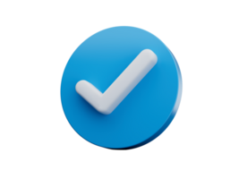 3d White Check Mark Symbol With Rounded Shiny Blue Icon 3d Illustration png