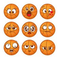 Basketball cartoon character. Cute basketball emoticon expression vector