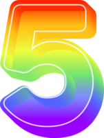 Number 5, Rainbow 3D Gradient Lettering png