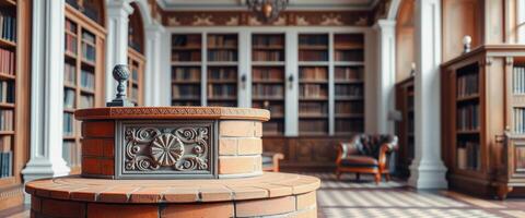 Ornate Brick Pillar in Library photo