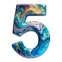 Fluid Art Liquid Number 5 cut out isolated PNG transparent