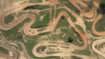 Aerial view of a motocross track. video