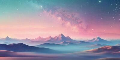 Abstract pastel landscape with soft gradients and twinkling stars. photo