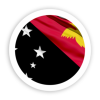 Papua New Guinea Waving Flag with White Rounded Circle Frame png