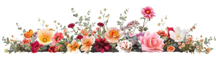 Vibrant Floral Arrangement with a Transparent Background Delicate Blooms and Lush Greenery for a Stunning Display png