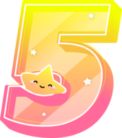 Number 5, Cute Star Alphabet Lettering png