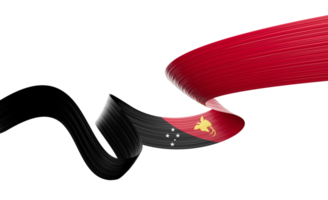 3d Flag Of Papua New Guinea 3d Shiny Waving Ribbon Flag 3d Illustration png