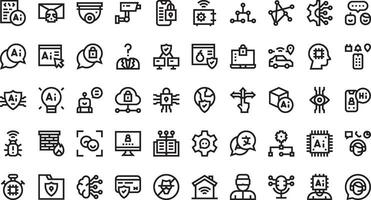 Cyber security and artificial intelligence icons High-Quality Icons Collection with Editable Stroke. Ideal for Professional and Creative Projects. vector