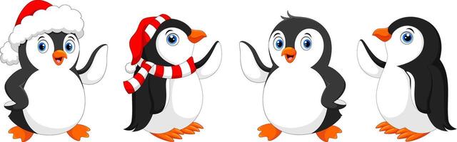 Set of cute penguin cartoon vector