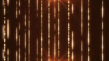 Abstract elegant golden vertical lines of light. rain of orange particles, glitter. animation Seamless loop 4k . video