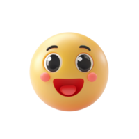 Happy emoji with big eyes and rosy cheeks design, cut out transparent png