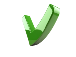 Green check mark on white background, cut out transparent png