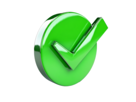 Green check for approval or success, cut out transparent png