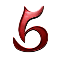 Bold red five logo with artistic flair in design, cut out transparent png