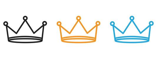 Crown icon Thin line illustration set vector