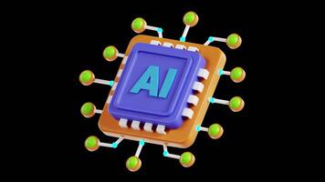 3D Animation of Ai Chip on Alpha Channel video