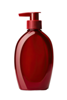 A red pump bottle with a shiny finish. png