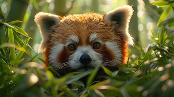 rojo panda en el selva - 3d ilustración foto