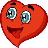 Happy Cartoon Heart. Loving Heart with Tongue Sticking Out. Illustration of Funny Character for Valentines Day vector