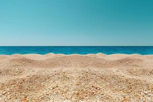 Serene Beach Scene With Clear Blue Sky Horizon - Perfect For Summer Vacation Design photo