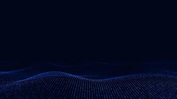 Abstract flowing smooth particles waves background. Digital network. Big data. Seamless loop animation. Blue digital linear wave and Dynamic wave from dots. video