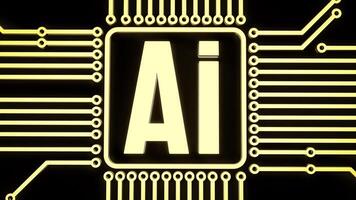 The gold ai text and electric logic on black background for technology concept 3d rendering. photo