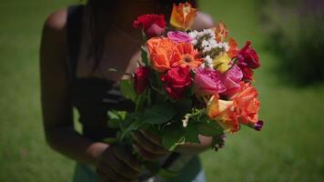 A Gorgeous and Vibrant Bouquet of Fresh Seasonal Flowers Beautifully Displayed in Nature video