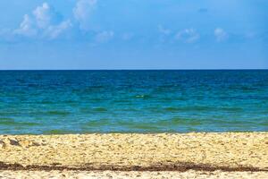 Tropical Caribbean beach people swim fun Playa del Carmen Mexico. photo