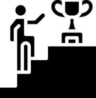 A man is standing on a ladder and holding a trophy vector