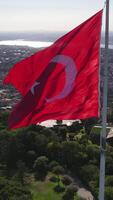 Turkish flag flying high in the air video