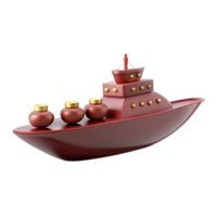 Red Cargo Ship with Gold Accents png