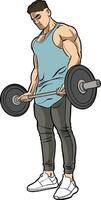 Fit Athlete Lifting Barbell in Stylish Workout Attire vector