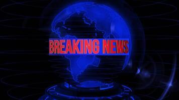 Breaking News 3D Text. Rotating Earth. Digital Background. 4K video