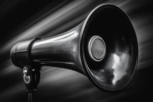 A Black Megaphone with a Detailed Design and a Black Background photo