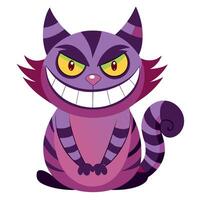 A cartoon purple cat with yellow eyes vector