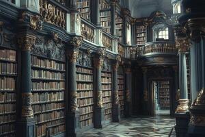 Classic European Library Interior with Wooden Floors photo