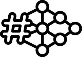 A black and white image of a network with a hash symbol vector