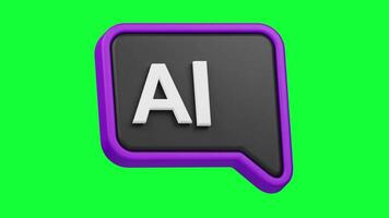 3D AI Chat Icon Animation with Green Screen Background video