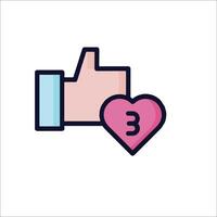 A hand with a heart and thumbs up icon vector