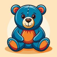 A cartoon blue teddy bear sitting on a yellow background vector