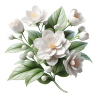 Stylized White Flower with Green Stem png