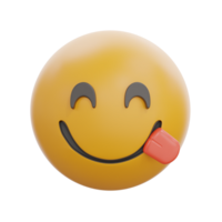 3D Smiling Face Savoring Delicious Food Emoji png