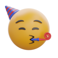 3D Party Face Emoji in Celebration Hat png