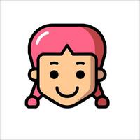 A cartoon girl with pink hair and a smile vector