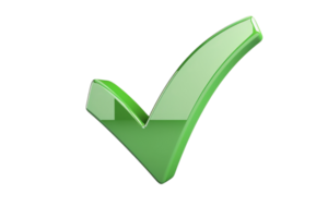 Green checkmark symbol representing approval, confirmation, or success on a transparent background. Perfect for web and graphic design projects. png