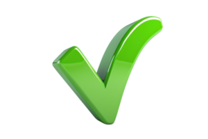 Green checkmark symbol isolated on transparent background. representing approval, correctness, and positive affirmation in a modern, glossy style. png