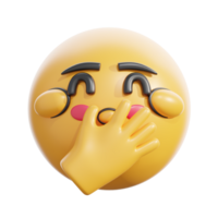 Retro 3D Emoji Face With Hand Over Mouth png